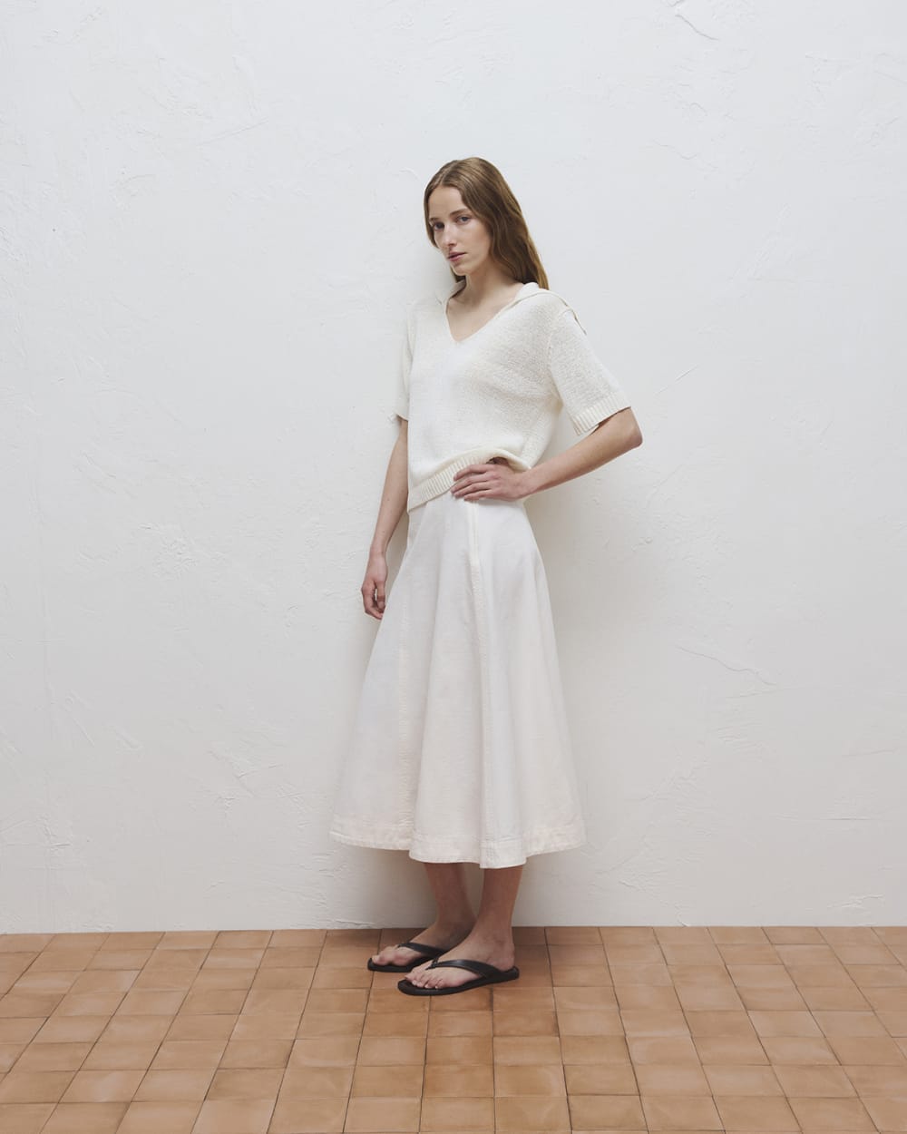 Open Collar Polo | Bone - Image 8