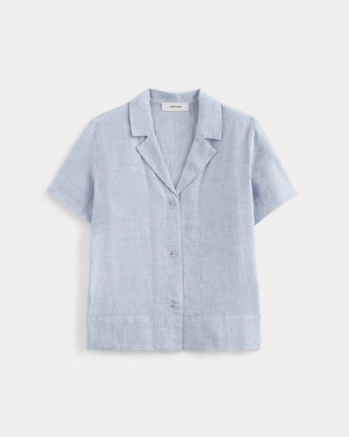 Alternative view of The Notch Shirt in Linen | Light Blue