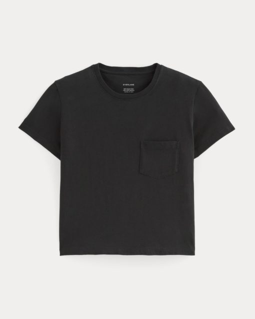 Alternative view of The Box-Cut Tee in Essential Cotton | Black | Pocket