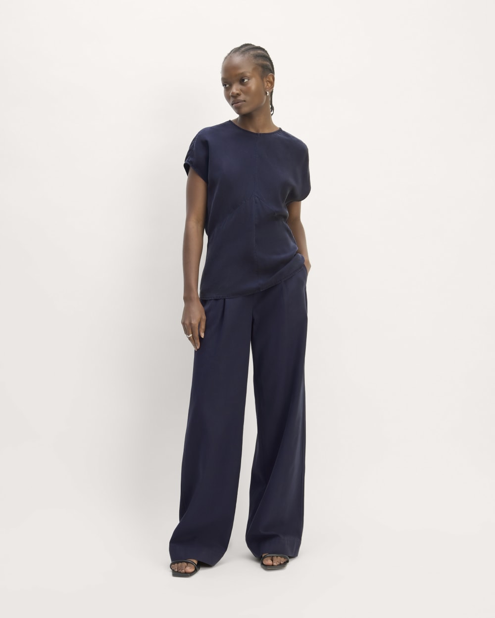 The Drape Top in Butterlite | Navy - Image 3