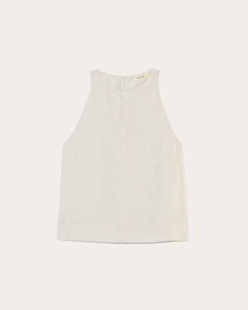 Alternative view of The Linen High-Neck Tank | Natural Chambray