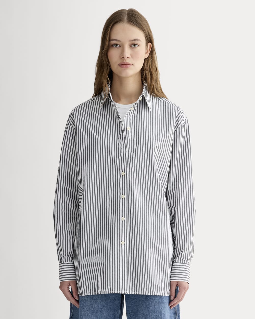 The Boyfriend Shirt in Ultrasoft Cotton | Optic White / Black