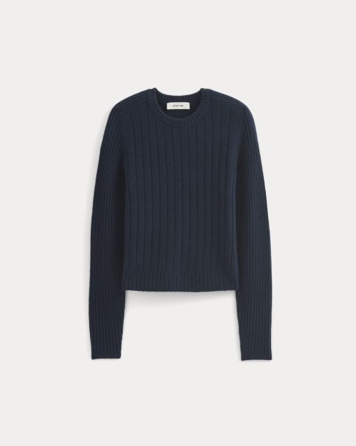 Alternative view of Mix Ribbed Crew in Cashmere | Navy