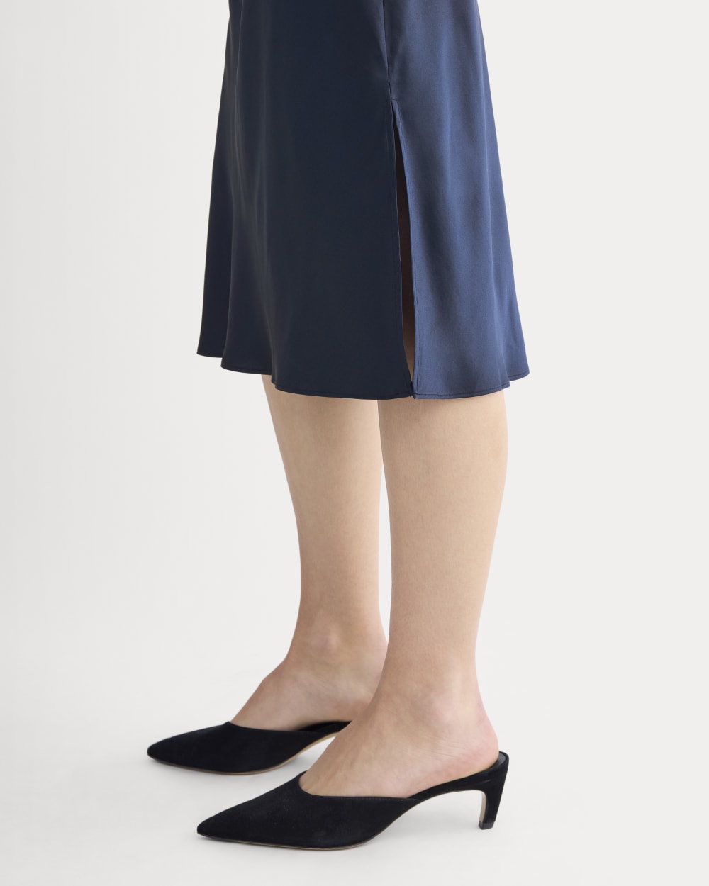 Slip Dress in Silk Charmeuse | Navy - Image 3