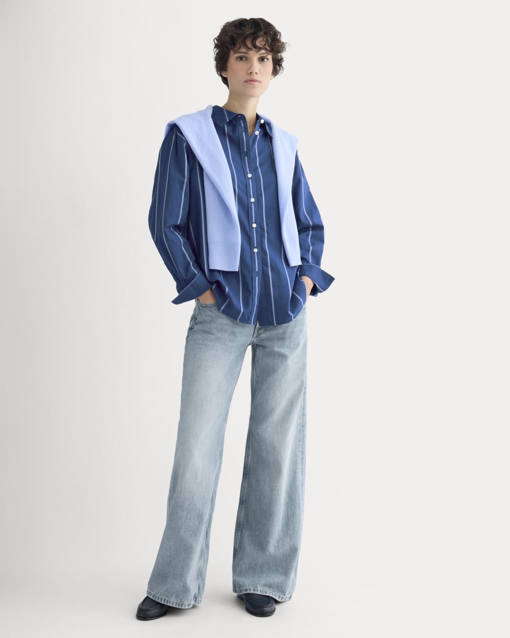 Everyday Shirt in Silky Cotton | Estate Blue/Open Air/White - Image 3