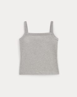 Alternative view of The Essential Square-Neck Tank | Heathered Grey