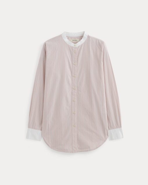 Alternative view of The Oversized Shirt in Ultrasoft Cotton | Pink / White