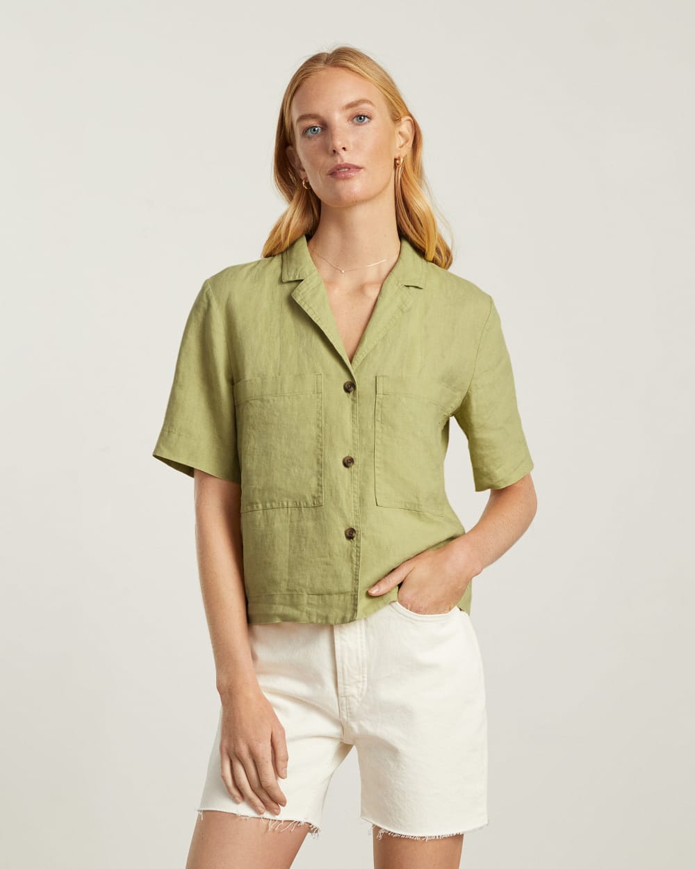 The Linen Workwear Shirt | Leek - Image 3