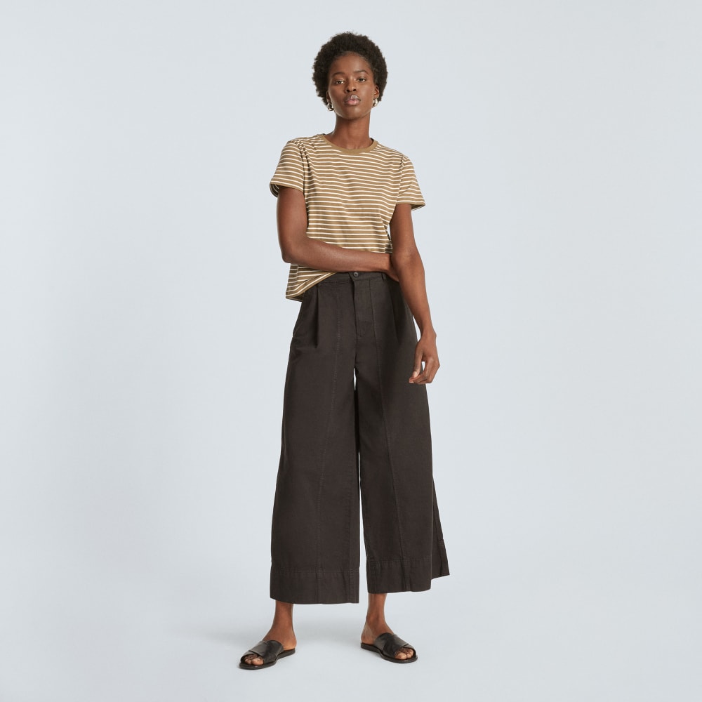 The Box-Cut Tee in Essential Cotton | Olive / Tan | No Pocket - Image 6