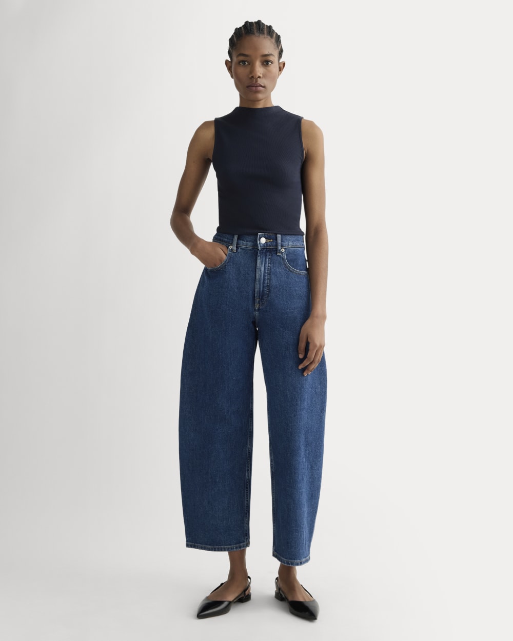 The Luxe Rib Funnel-Neck Tank | Navy - Image 3