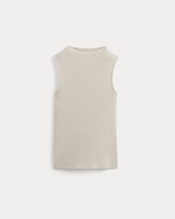 Alternative view of The Luxe Rib Funnel-Neck Tank | Heathered Oat