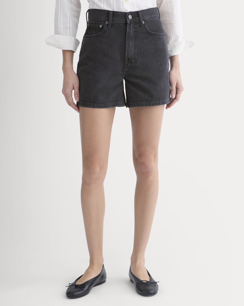 Way-High® A-Line Denim Short | Washed Black - Image 3
