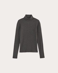 Alternative view of The Luxe Rib Turtleneck | Heathered Soot