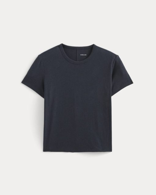 Alternative view of The Box-Cut Tee in Cotton Linen | Navy