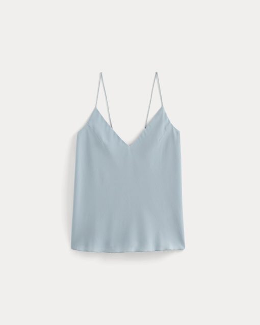 Alternative view of The Tie Back Cami in Washable Silk | Soft Blue