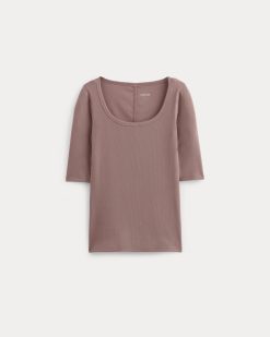 Alternative view of The Luxe Rib Scoop-Neck Tee | Rose Dusk