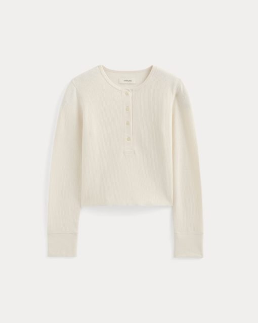 Alternative view of Boxy Henley in Cozy Waffle | Bone