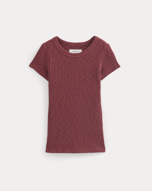 Alternative view of The Cozy Rib Tee | Pomegranate