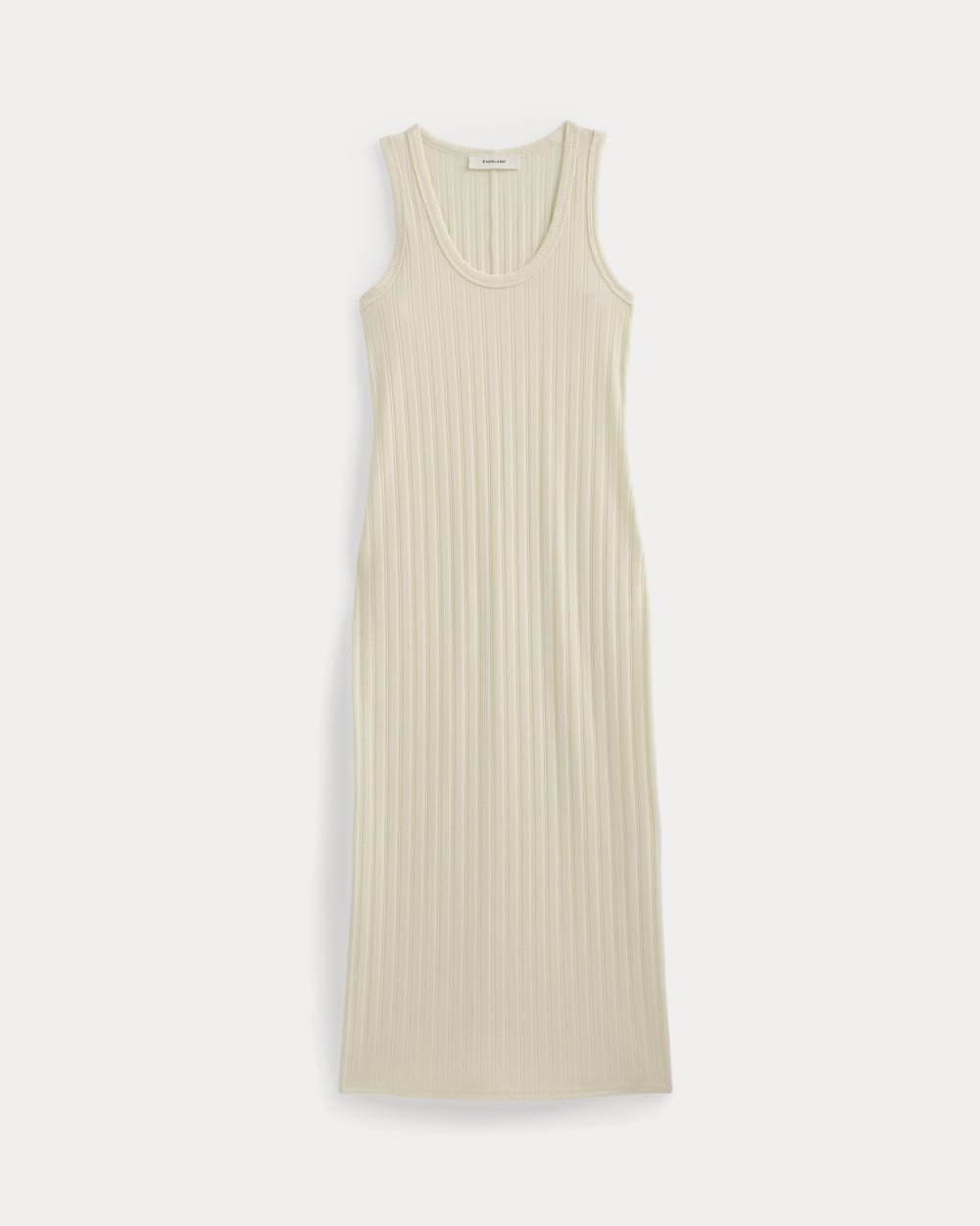 Scoop-Neck Midi Dress in Pointelle Knit | Lemon Icing - Image 2