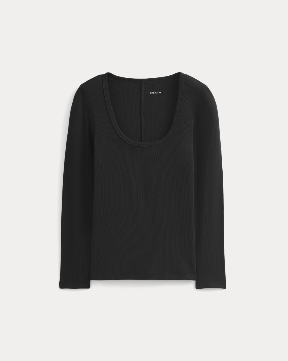 Luxe Rib Deep U-Neck Top | Black - Image 2