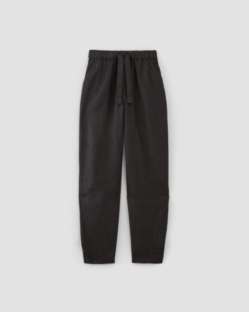 Alternative view of The Linen Pull-On Barrel Pant | Black