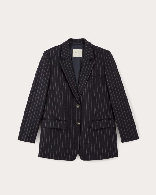 Alternative view of The Oversized Blazer in Wool | Navy / White