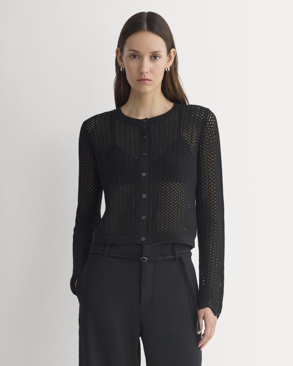 Lace-Knit Cardigan | Black - Image 3