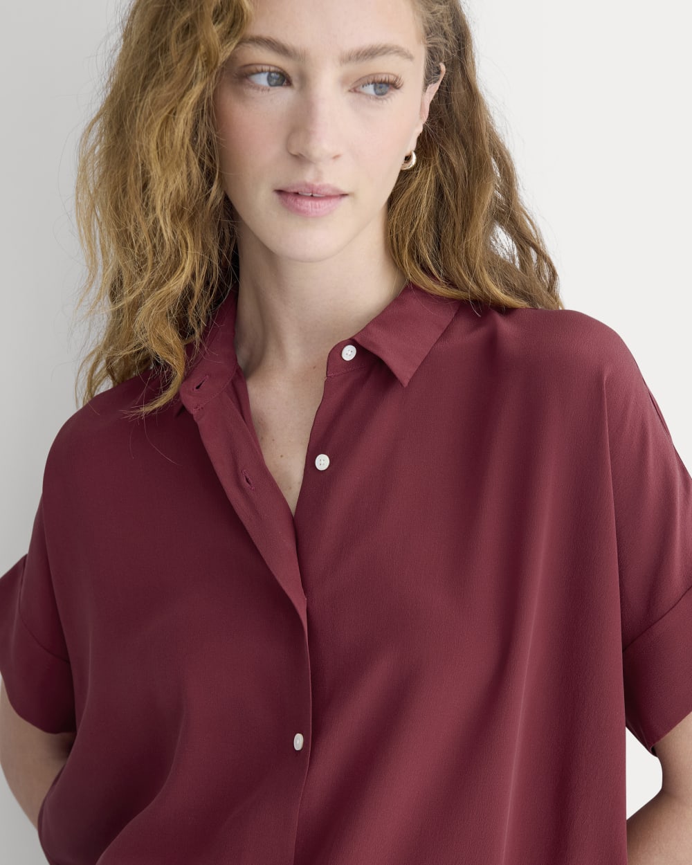 The Boxy Shirt in Washable Silk | Pomegranate - Image 4