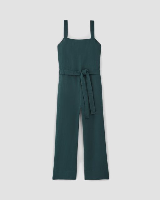 Alternative view of The Linen Side-Button Jumpsuit | Dark Sea