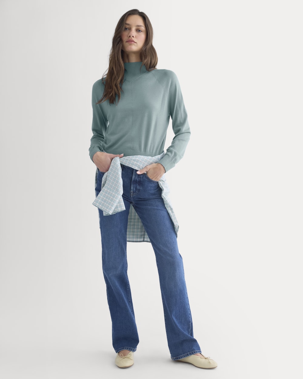 Mockneck Sweater In Ultrafine Merino | Gray Mist - Image 4