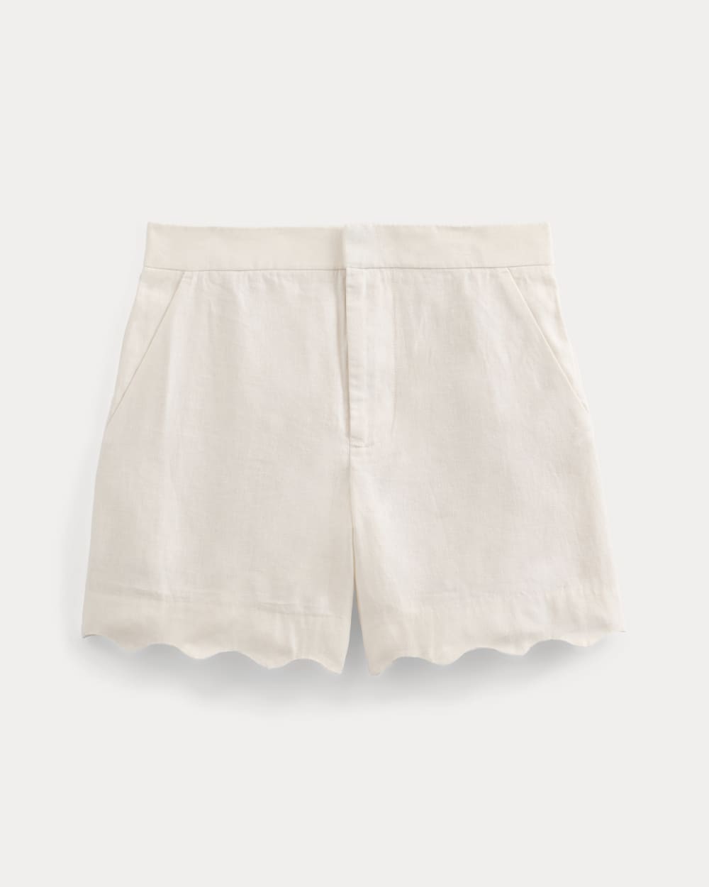 Scalloped Edge Short in Linen | Bone - Image 2