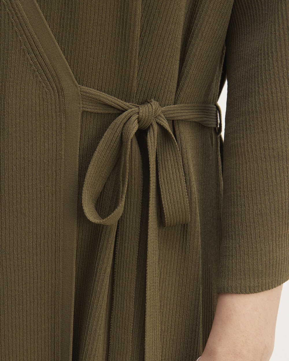 The Ribbed Wrap Midi Dress | Beech - Image 4
