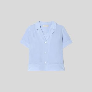 Alternative view of The Notch Shirt in Washable Silk | Periwinkle