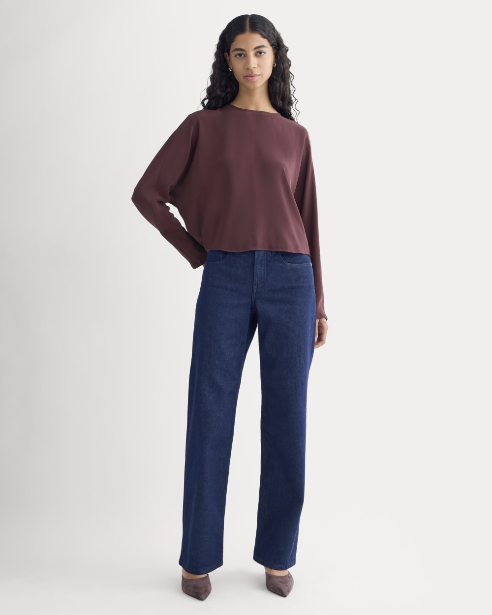 Dolman Top in Washable Silk | Deep Plum - Image 3