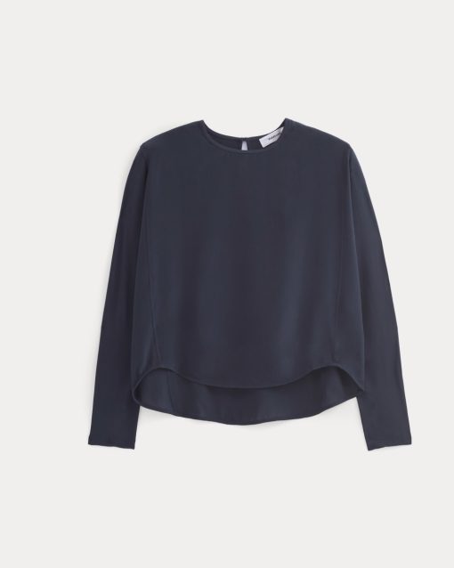 Alternative view of Dolman Top in Washable Silk | Navy