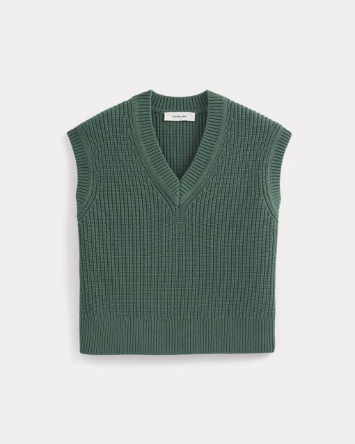 Alternative view of Ribbed V-Neck Vest in Everyday Cotton | Hunter Green