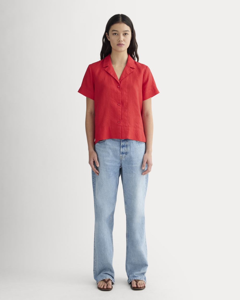 The Notch Shirt in Linen | Classic Red - Image 3