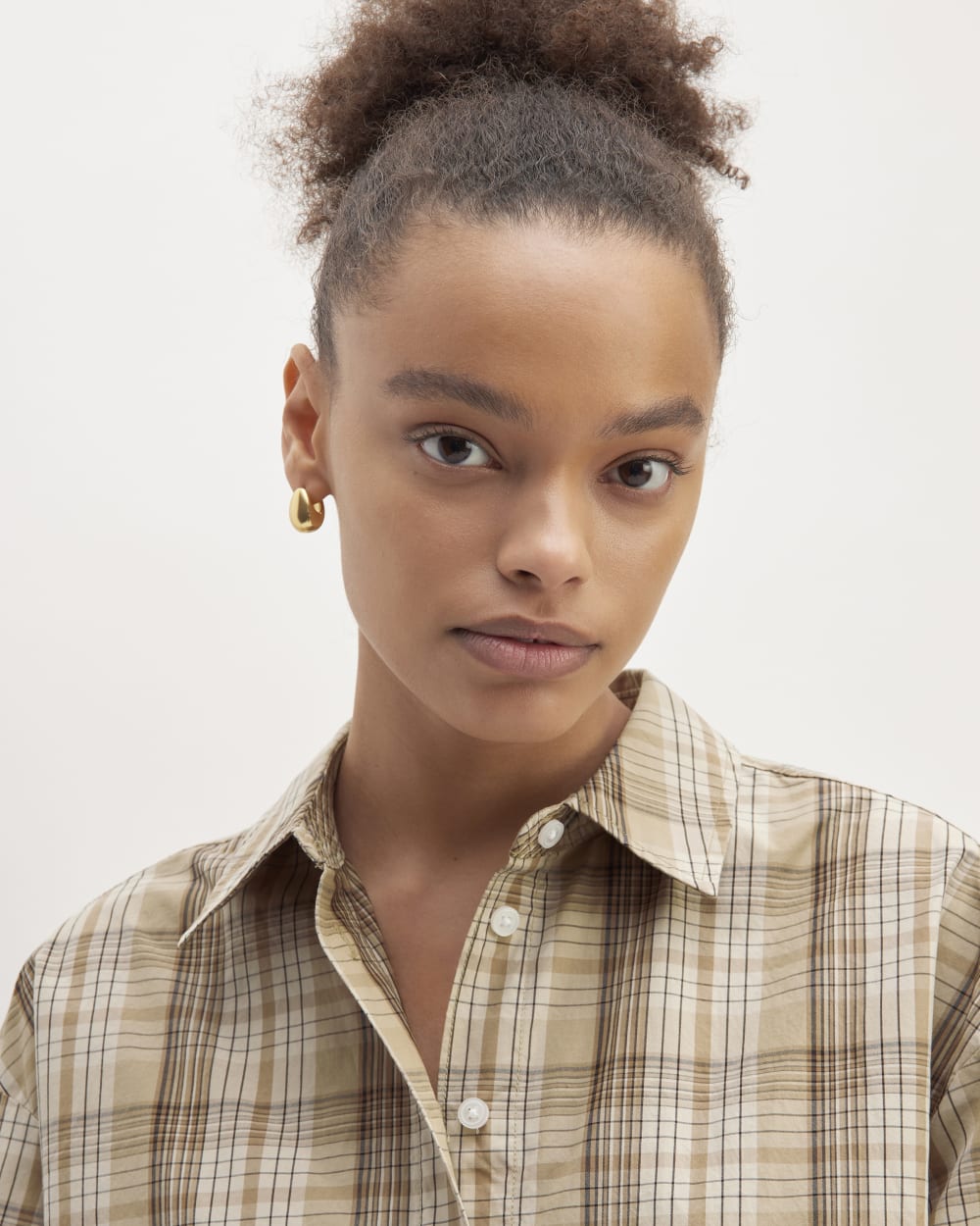 The Supima® Cotton Boyfriend Shirt | Pale Khaki Plaid - Image 4