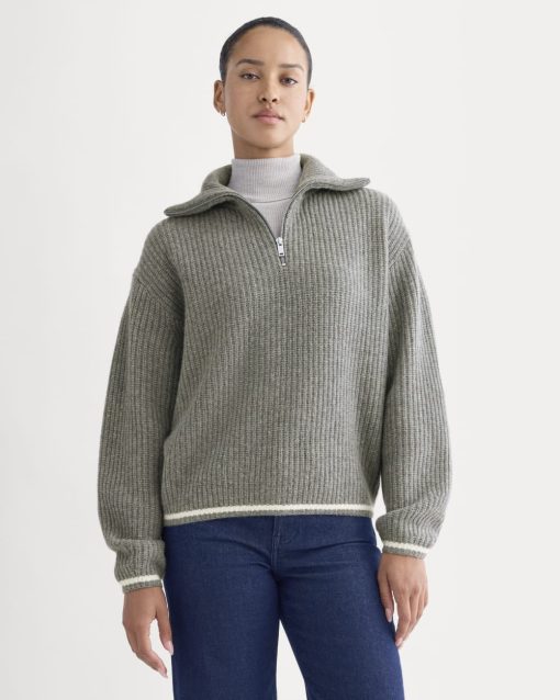 The Half-Zip Sweater in Luxe Merino | Heathered Grey