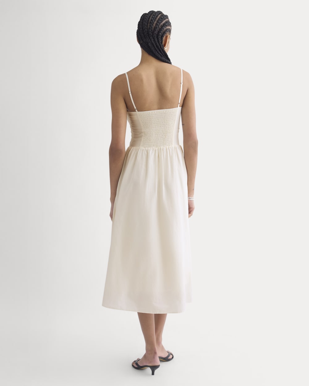 Midi Dress in Cotton Silk Voile | Bone - Image 7