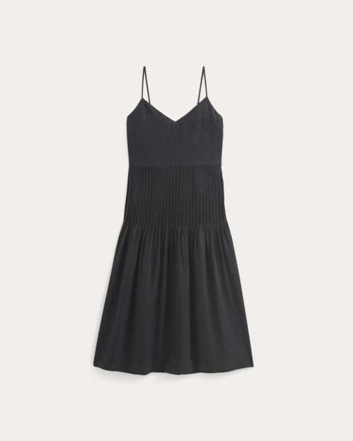 Alternative view of The Pleated Slip Dress in Butterlite | Black
