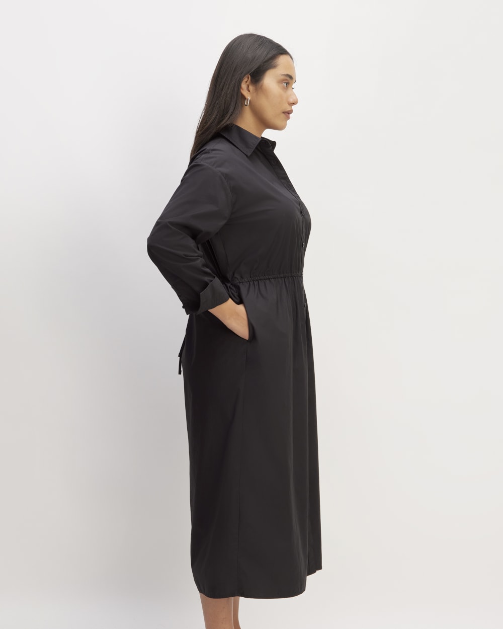 The Supima® Cotton Midi Shirt Dress | Black - Image 3