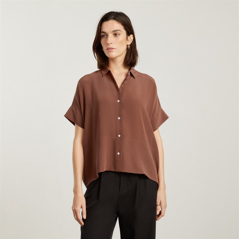 The Boxy Shirt in Washable Silk | Cinnamon - Image 6