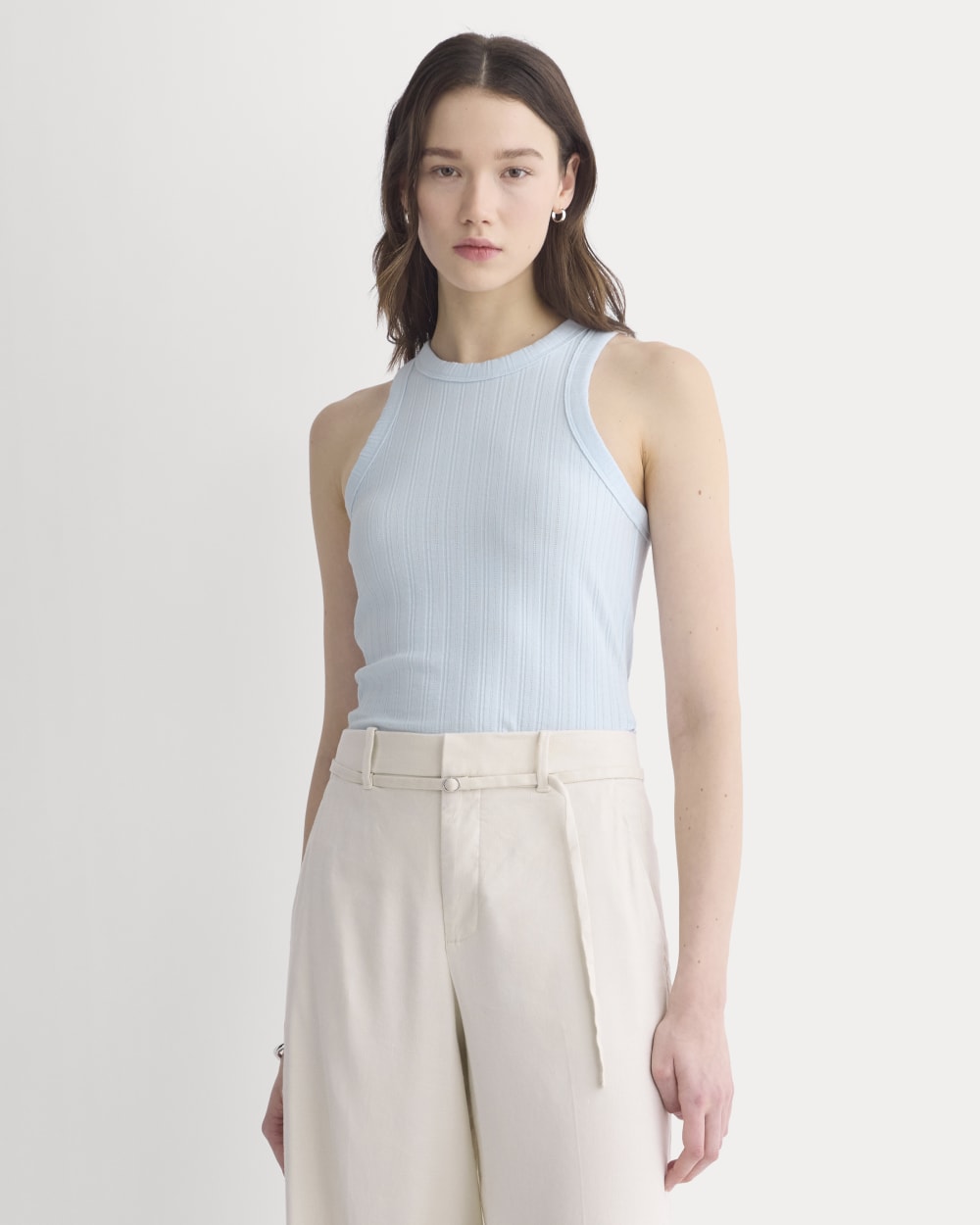 Racerback Tank in Pointelle | Skywriting