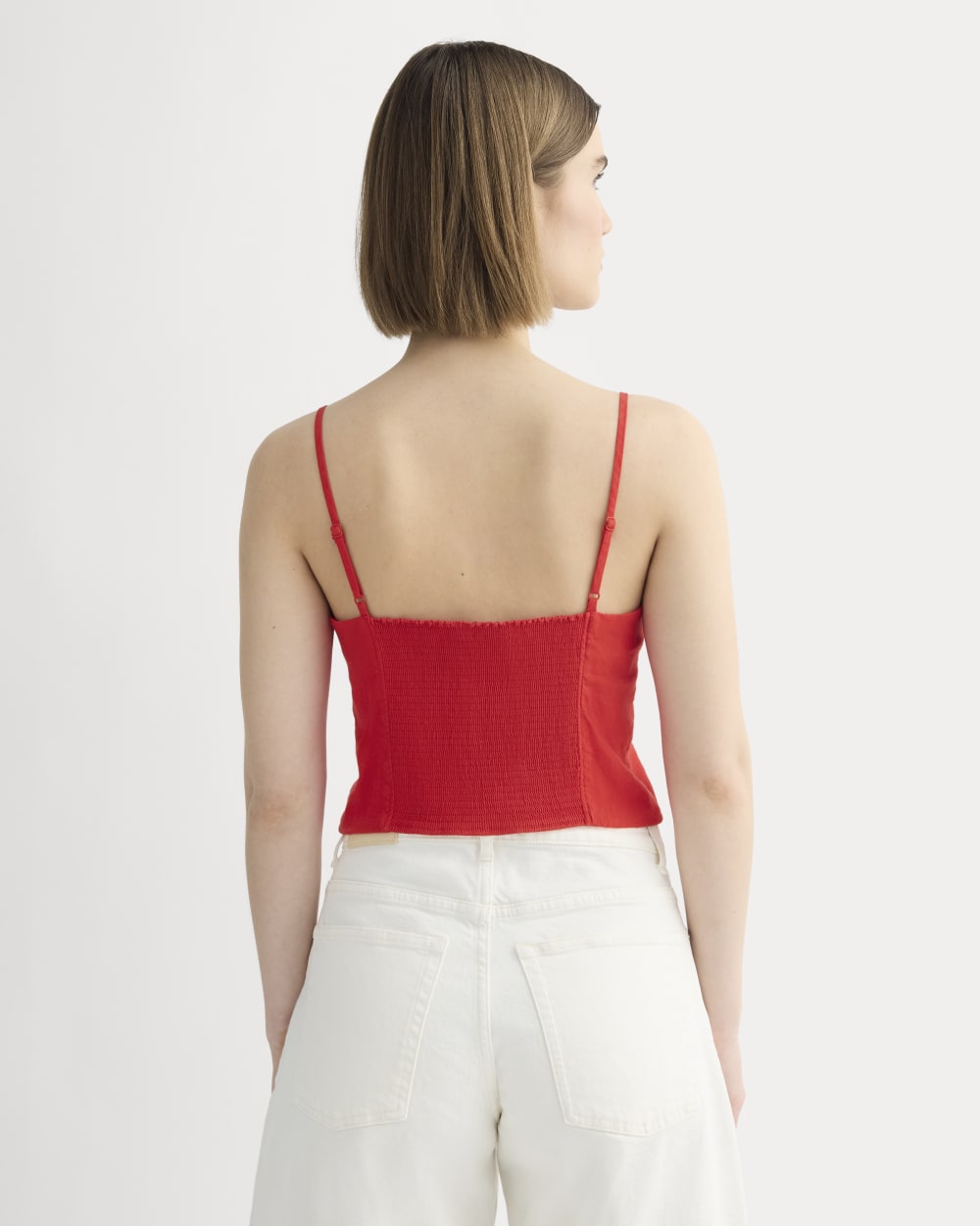 The Seamed Top in Stretch Linen | Classic Red - Image 5