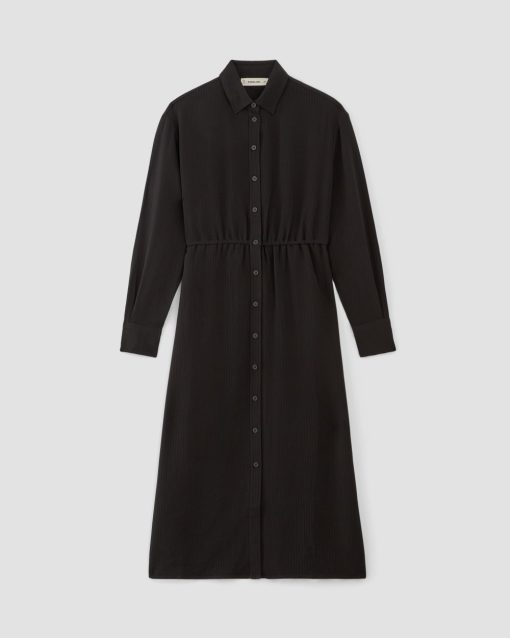 Alternative view of The Mini Jacquard Stripe Shirt Dress | Black
