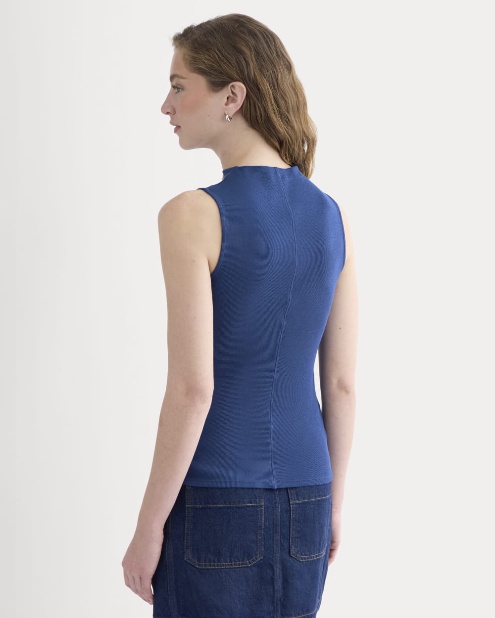The Luxe Rib Funnel-Neck Tank | Estate Blue - Image 4
