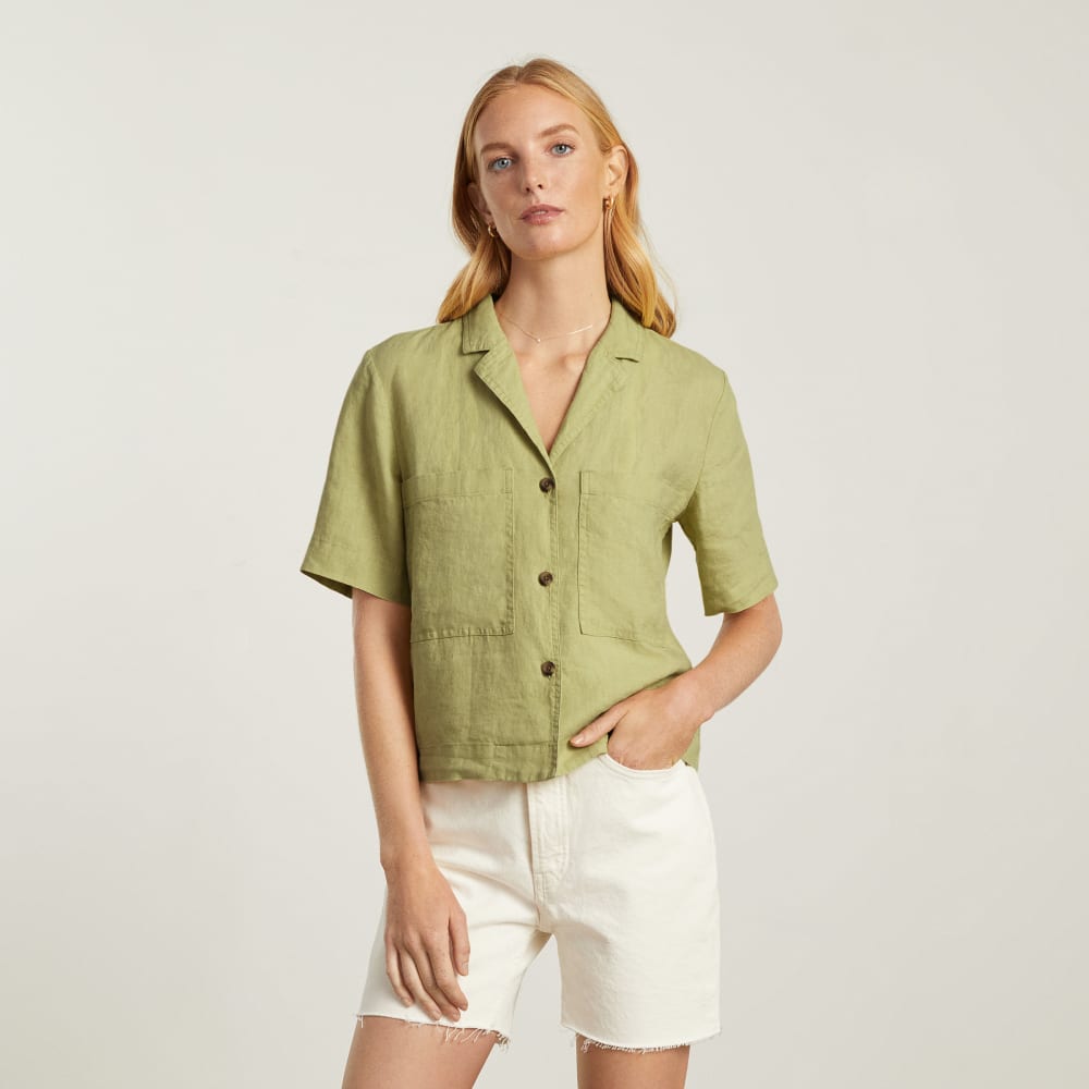 The Linen Workwear Shirt | Leek - Image 5