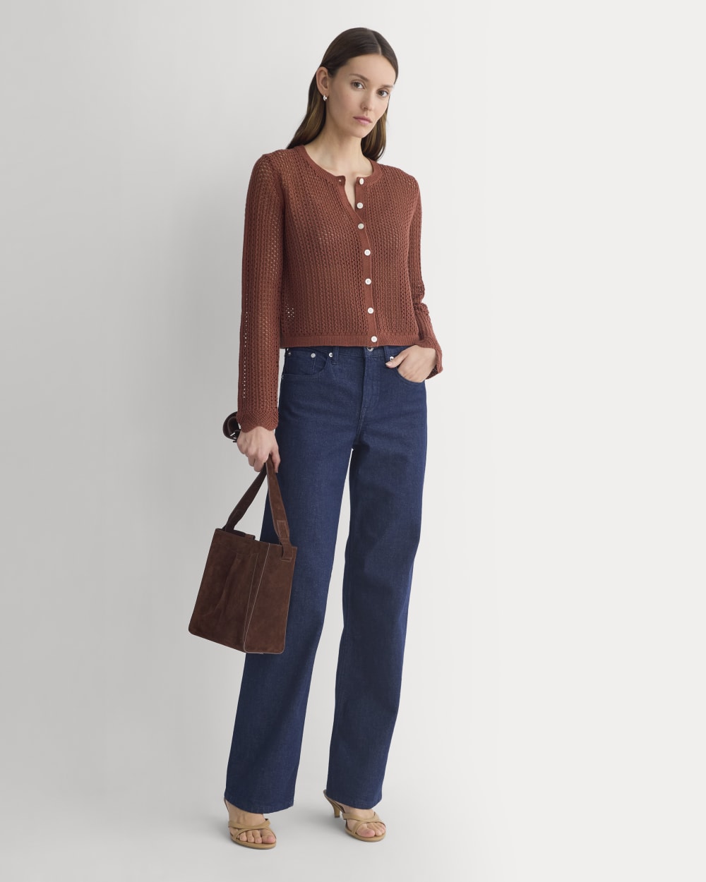 Lace-Knit Cardigan | Henna Red - Image 3