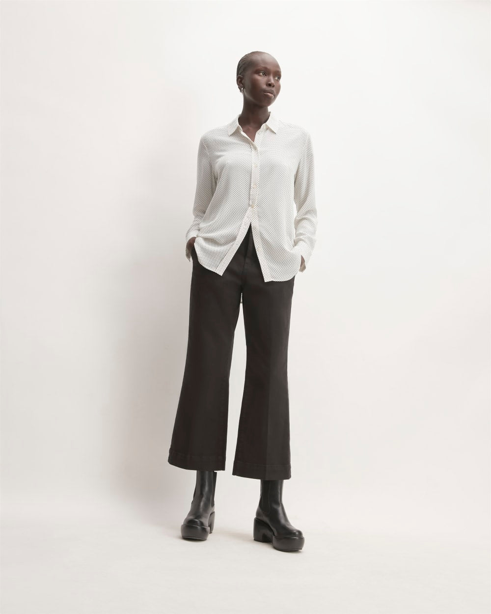 The Must-Have Shirt in Washable Silk | Bone / Black Polka Dot - Image 3